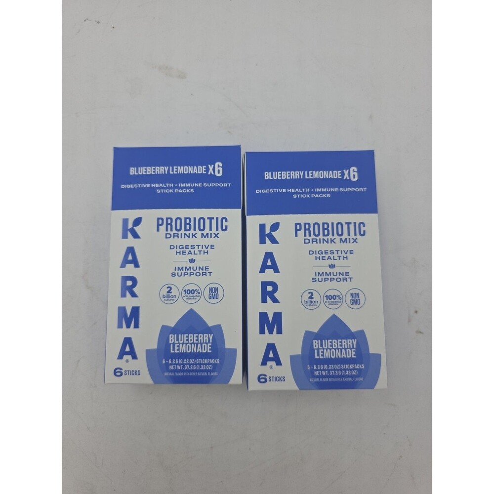12 Sticks Karma Probiotic Drink Mix Blueberry Lemonade Immune Support New Sealed